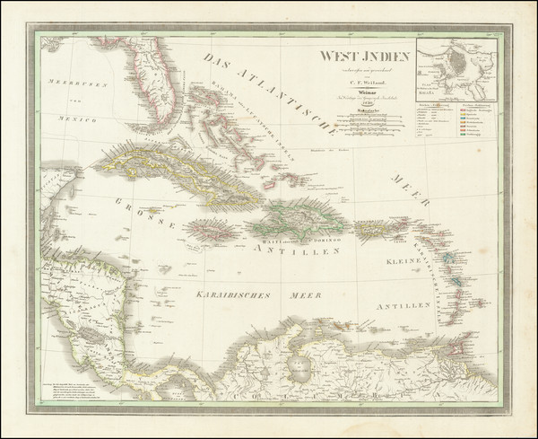 95-Caribbean Map By Carl Ferdinand Weiland