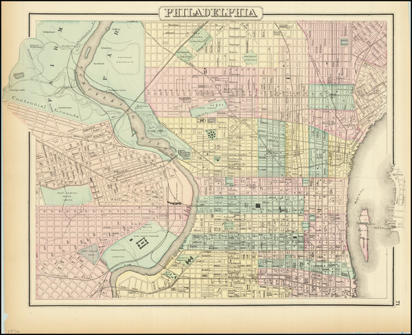 98-Philadelphia Map By O.W. Gray