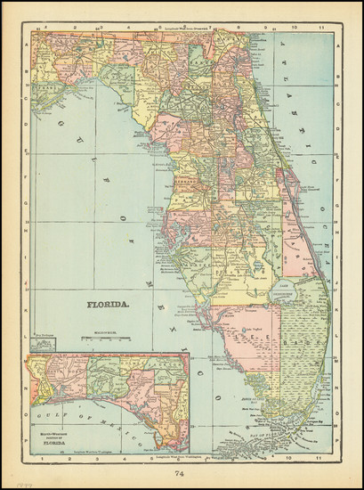59-Florida Map By George F. Cram