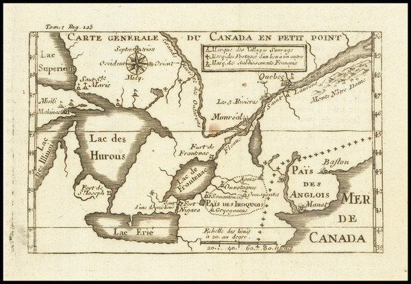 20-New England, Midwest and Canada Map By Baron de Lahontan