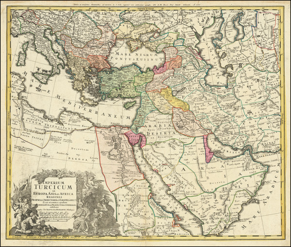 35-Turkey, Middle East and Turkey & Asia Minor Map By Johann Baptist Homann