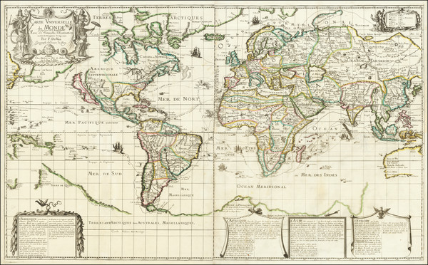 93-World and California as an Island Map By Pierre Du Val