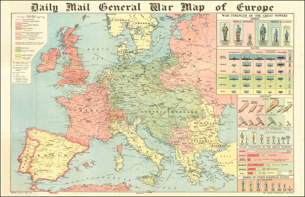 86-Europe and World War I Map By George Philip & Son / Daily Mail