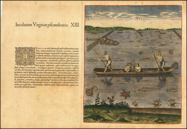 51-Southeast, Virginia, North Carolina and South Carolina Map By Theodor De Bry