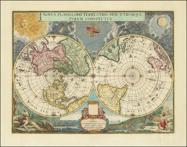 0-World, Northern Hemisphere and Southern Hemisphere Map By Gerard Valk