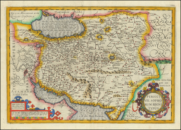 62-Central Asia & Caucasus, Middle East and Persia & Iraq Map By Jodocus Hondius