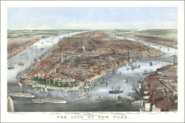 43-New York City Map By Nathaniel Currier  &  James Merritt Ives