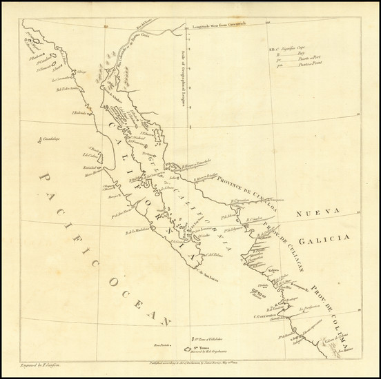 40-Baja California and California Map By James Burney