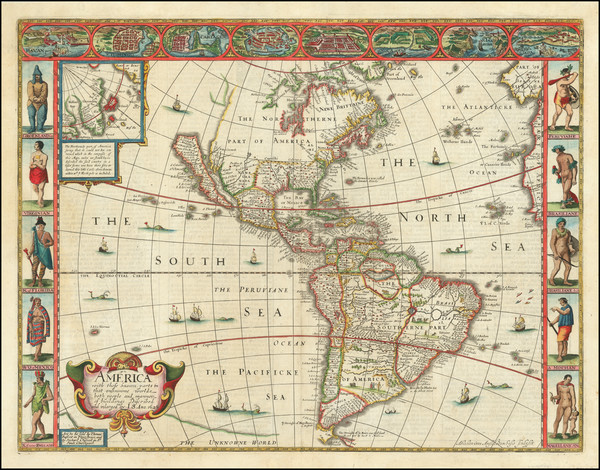 32-California as an Island and America Map By John Speed