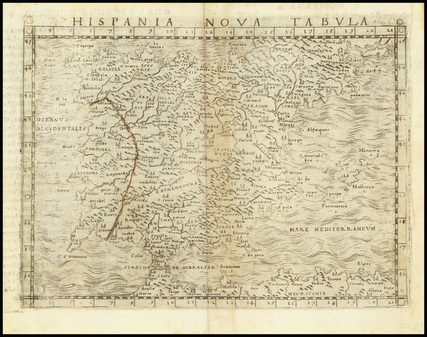 63-Spain and Portugal Map By Giacomo Gastaldi