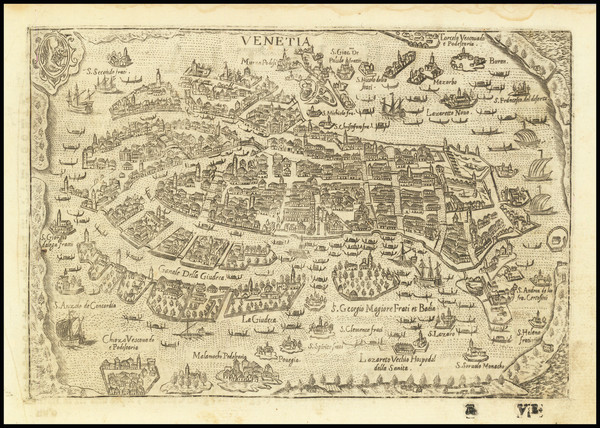 81-Venice Map By Pietro Bertelli