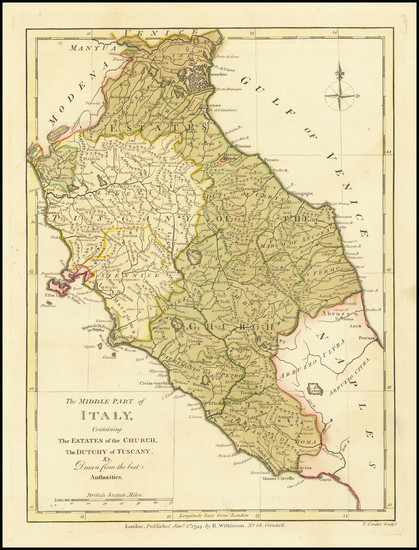 91-Northern Italy and Southern Italy Map By Robert Wilkinson