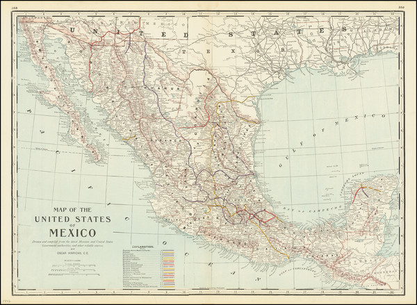 74-Mexico Map By George F. Cram