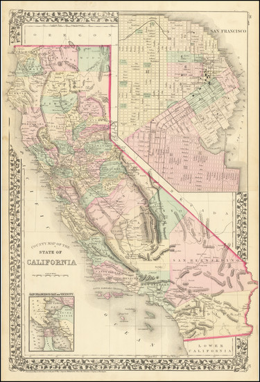 5-California Map By Samuel Augustus Mitchell Jr.
