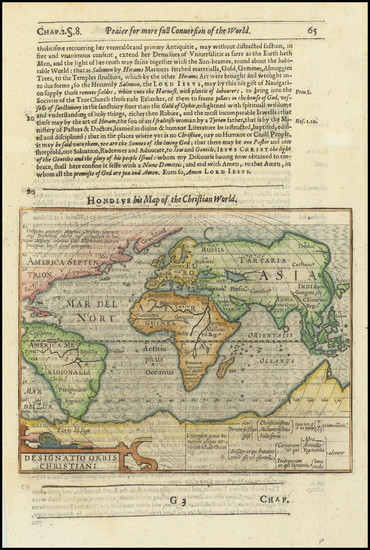 2-World and World Map By Jodocus Hondius / Samuel Purchas