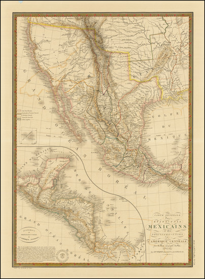 48-Texas, Southwest, Rocky Mountains, Mexico, Baja California and California Map By Adrien-Hubert 
