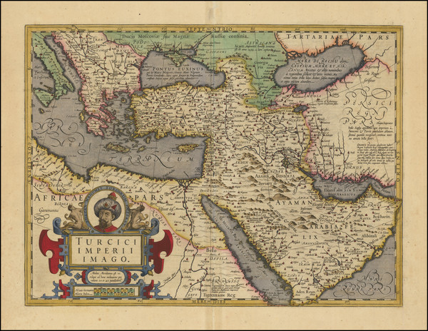 34-Turkey, Central Asia & Caucasus, Middle East and Turkey & Asia Minor Map By Jodocus Hon