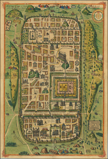 86-Holy Land and Jerusalem Map By Georg Braun  &  Frans Hogenberg