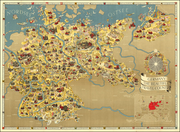 23-Pictorial Maps, World War II and Germany Map By Riemer