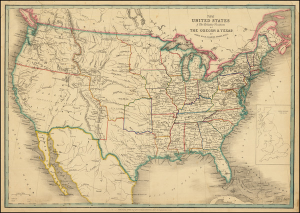 66-United States, Texas and California Map By James Wyld