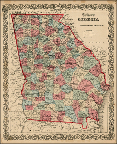 73-Southeast Map By Joseph Hutchins Colton