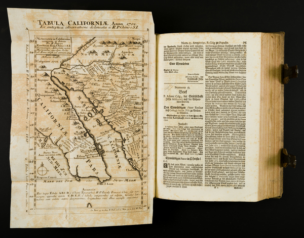 98-California, California as an Island and Rare Books Map By Joseph Stocklein / Fr. Eusebio Kino