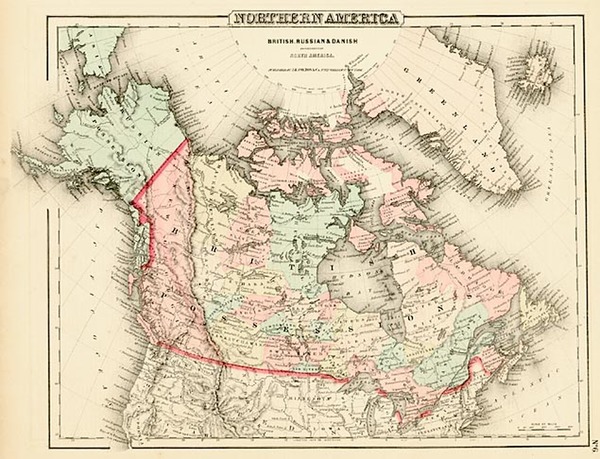 92-Alaska, Europe, Iceland and Canada Map By Joseph Hutchins Colton