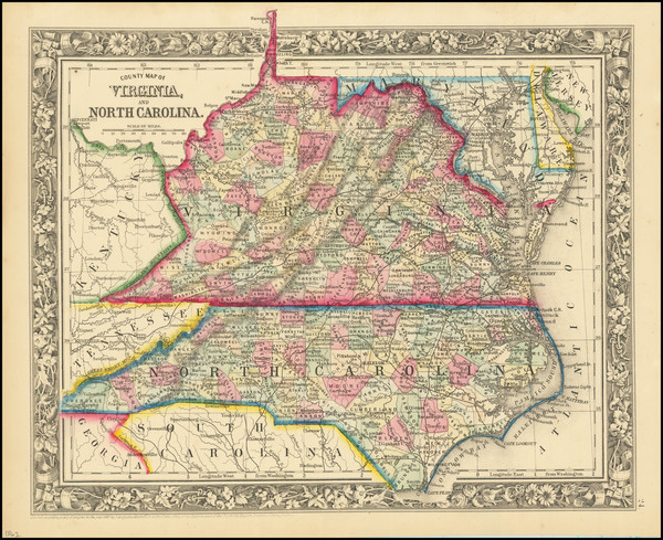 80-Virginia and North Carolina Map By Samuel Augustus Mitchell Jr.