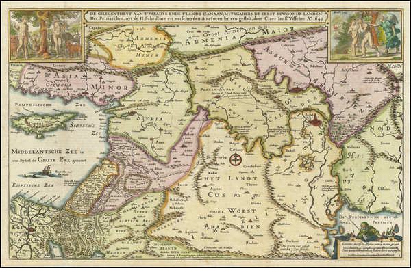 73-Cyprus, Middle East and Holy Land Map By Claes Janszoon Visscher