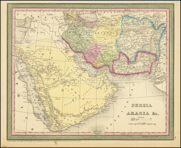 11-Middle East, Arabian Peninsula and Persia & Iraq Map By Thomas, Cowperthwait & Co.