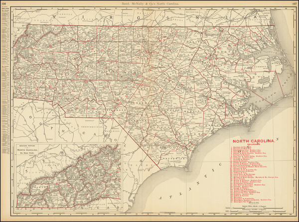 83-North Carolina Map By Rand McNally & Company