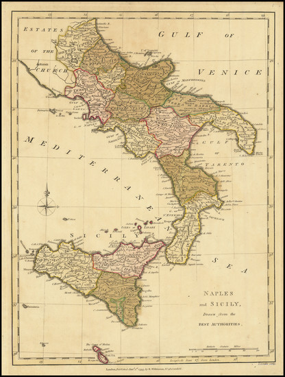 53-Southern Italy and Sicily Map By Robert Wilkinson