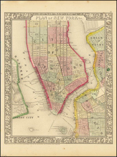 80-New York City Map By Samuel Augustus Mitchell Jr.