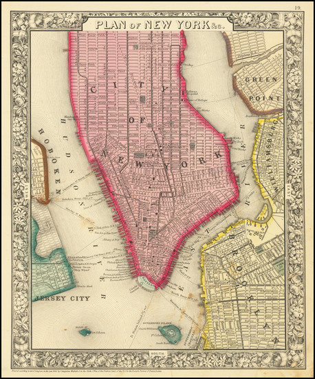 47-New York City Map By Samuel Augustus Mitchell Jr.