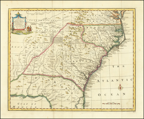 50-Florida, Southeast, Virginia, Georgia, North Carolina and South Carolina Map By Emanuel Bowen