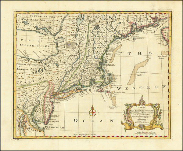 86-New England, New York State and Mid-Atlantic Map By Emanuel Bowen