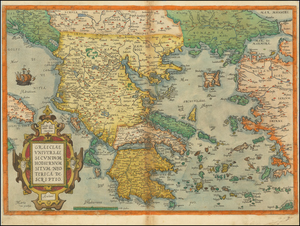 71-Greece Map By Abraham Ortelius