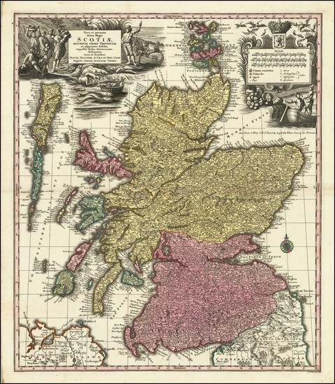 61-Scotland Map By Matthaus Seutter