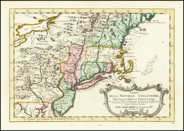 4-New England, Connecticut, Massachusetts, New York State, Mid-Atlantic and Pennsylvania Map By A