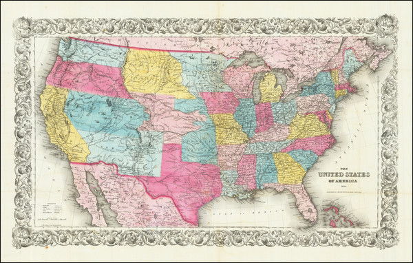 26-United States and Plains Map By Joseph Hutchins Colton