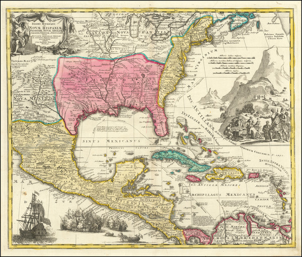 54-United States, South, Southeast, Texas, Midwest and Southwest Map By Johann Baptist Homann
