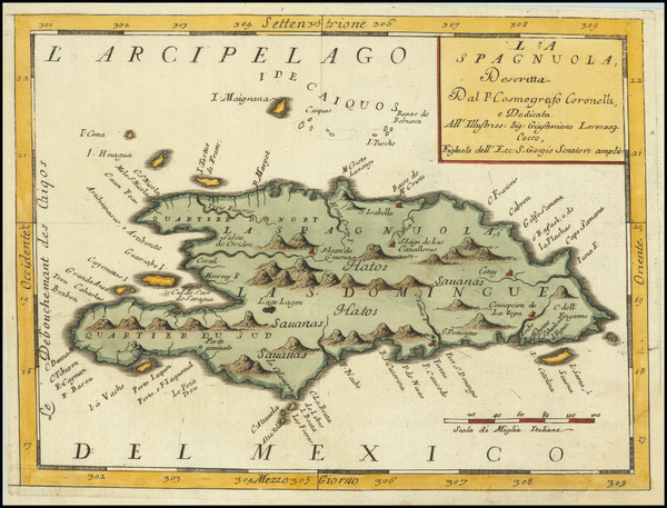 57-Hispaniola Map By Vincenzo Maria Coronelli