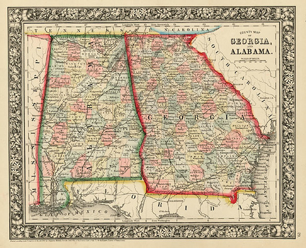 15-South and Southeast Map By Samuel Augustus Mitchell Jr.