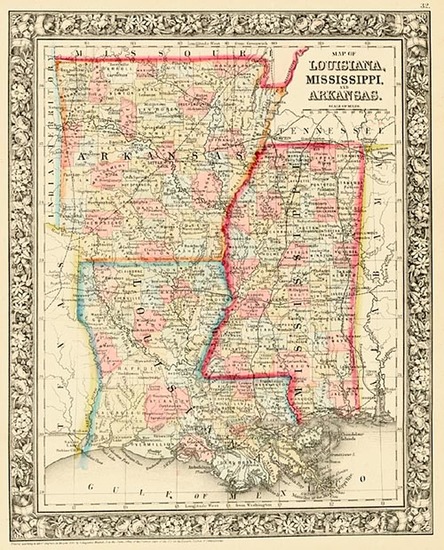 58-South Map By Samuel Augustus Mitchell Jr.