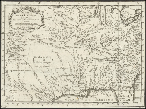 62-South, Southeast, Midwest and Southwest Map By Jacques Nicolas Bellin