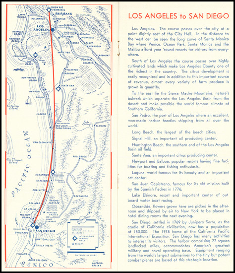 93-Southwest, Los Angeles and San Diego Map By Western Airlines