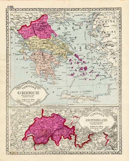 83-Europe, Switzerland and Greece Map By H.C. Tunison