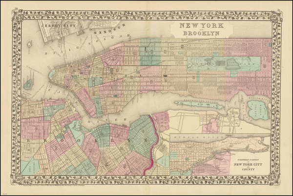 83-New York City Map By Samuel Augustus Mitchell Jr.