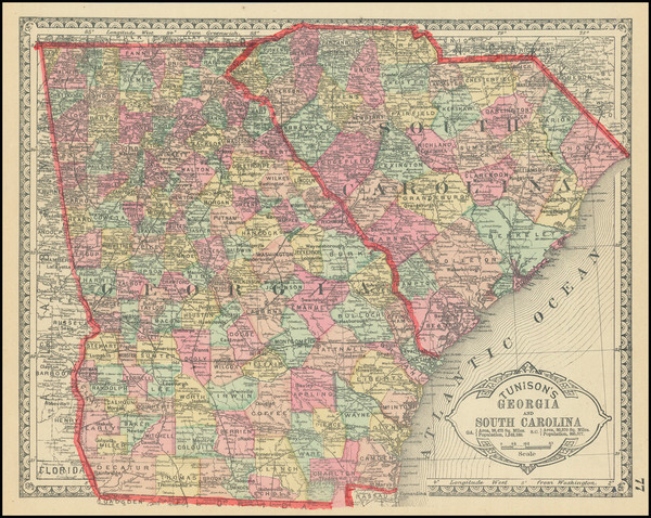 61-Georgia and South Carolina Map By H.C. Tunison