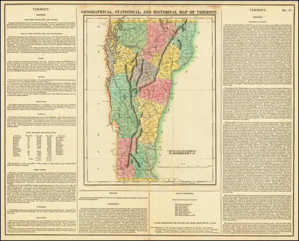 3-Vermont Map By Henry Charles Carey  &  Isaac Lea